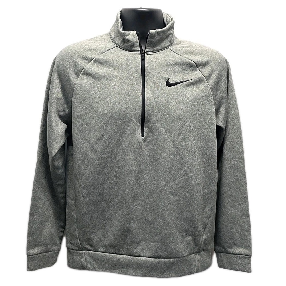 Nike Dri-FIT Gray Quarter Zip Pullover Sweatshirt Athleisure Athletic sz M